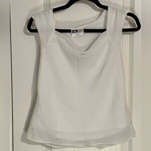 Y2K White Sleeveless Cowl-Neck Blouse – I.N. Studio San Francisco – Size PM